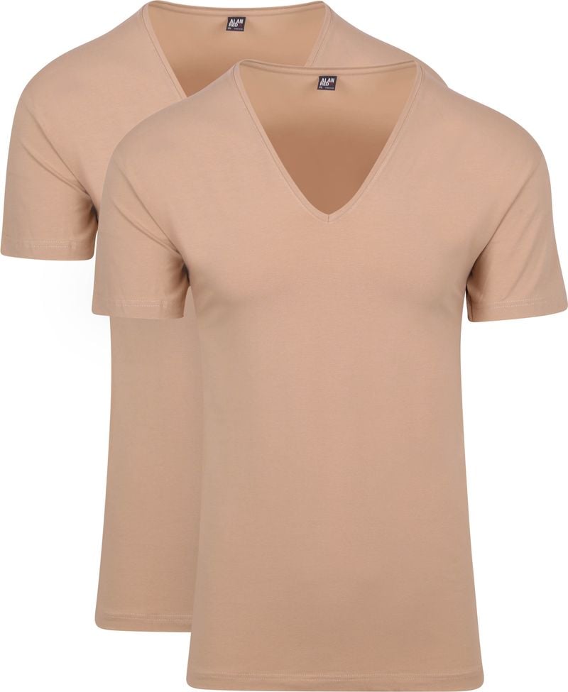 Alan Red Stretch V-Neck T-Shirt Beige 2er-Pack - Größe L von Alan Red