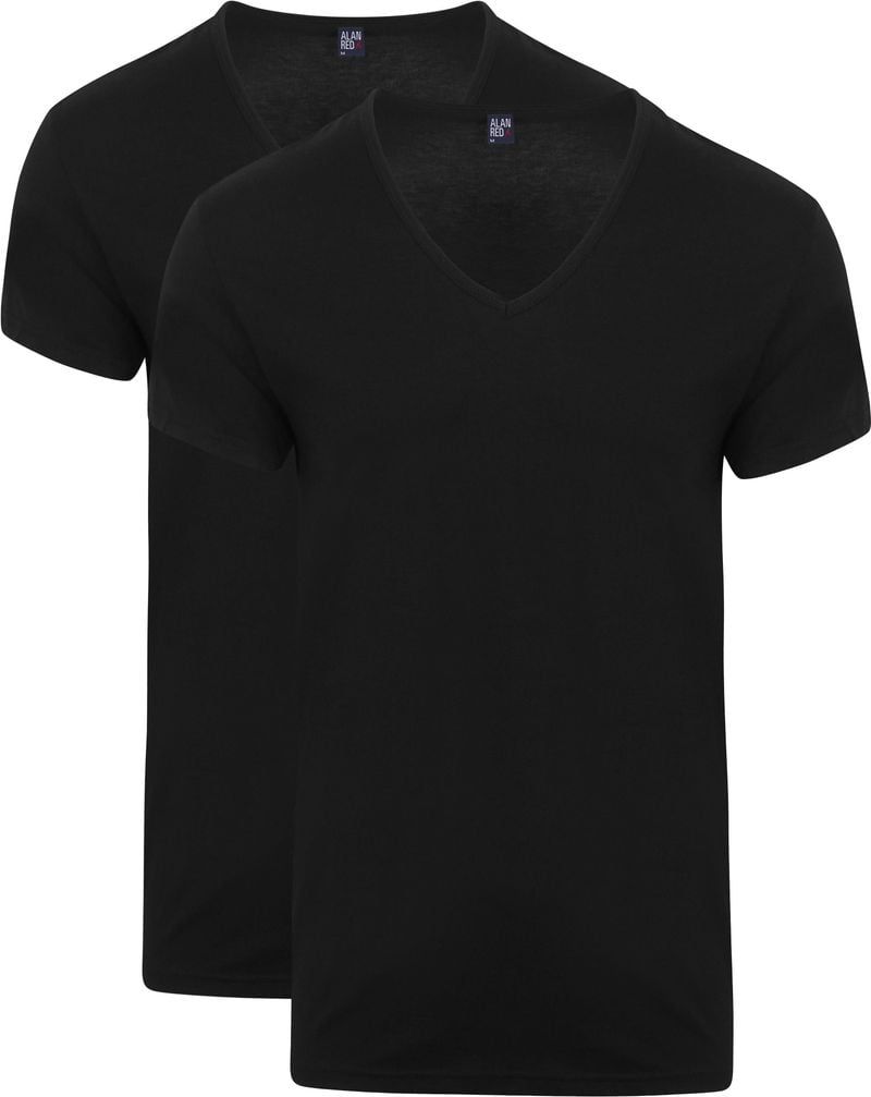 Alan Red V-Hals Dean T-Shirt (2Pack) Schwarz - Größe L von Alan Red