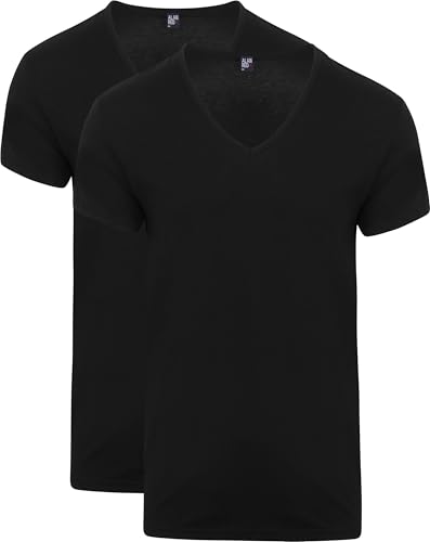 Alan Red V-Hals Dean T-Shirt (2Pack) Schwarz - Grösse M - Herren - Bekleidung - Slim-fit - 6661-99 Dean 2p V von Alan Red