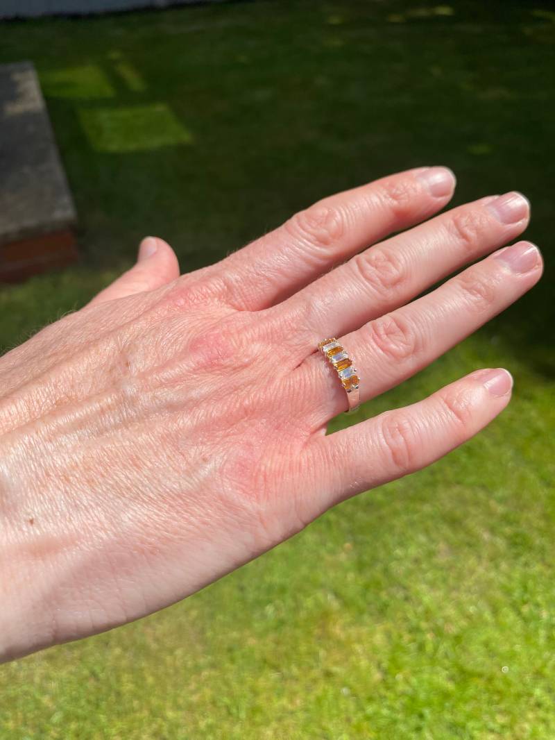 Sterling Silber Citrin Ring - Besetzt Mit Zirkonia November Geburtsstein Steine Im Baguetteschliff Große Größenauswahl Verfügbar von AlanStevenJewellery