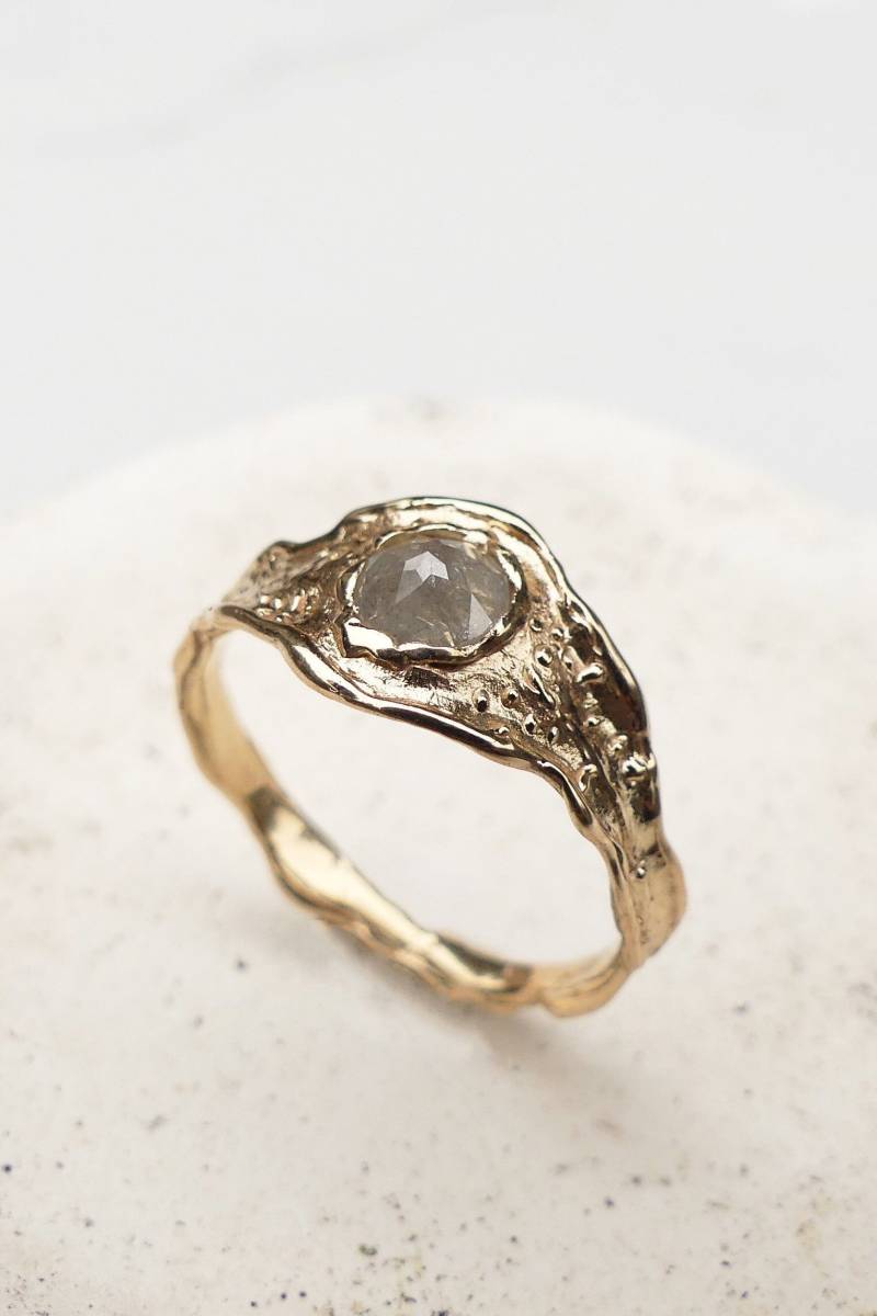 Ozean Inspiriert Verlobungsring, Salz Und Pfeffer Diamant Verlobungsring von AlandIreneArt