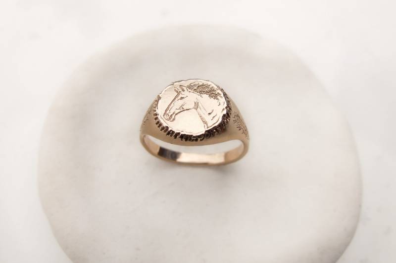 Pferd Ring Gold Reiterschmuck in 14K Oder 18K von AlandIreneArt