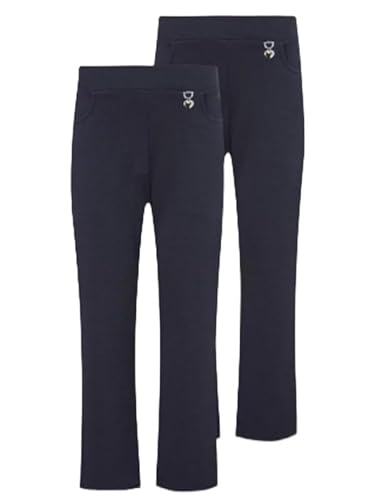 Alanna Jones Back to School Back to School 2er Pack Mädchen Slim Leg Jersey Schulhose mit Herzanhänger - Pull-Up Uniform Pants Alter 2-18 Jahre, navy, 8-9 Jahre von Alanna Jones