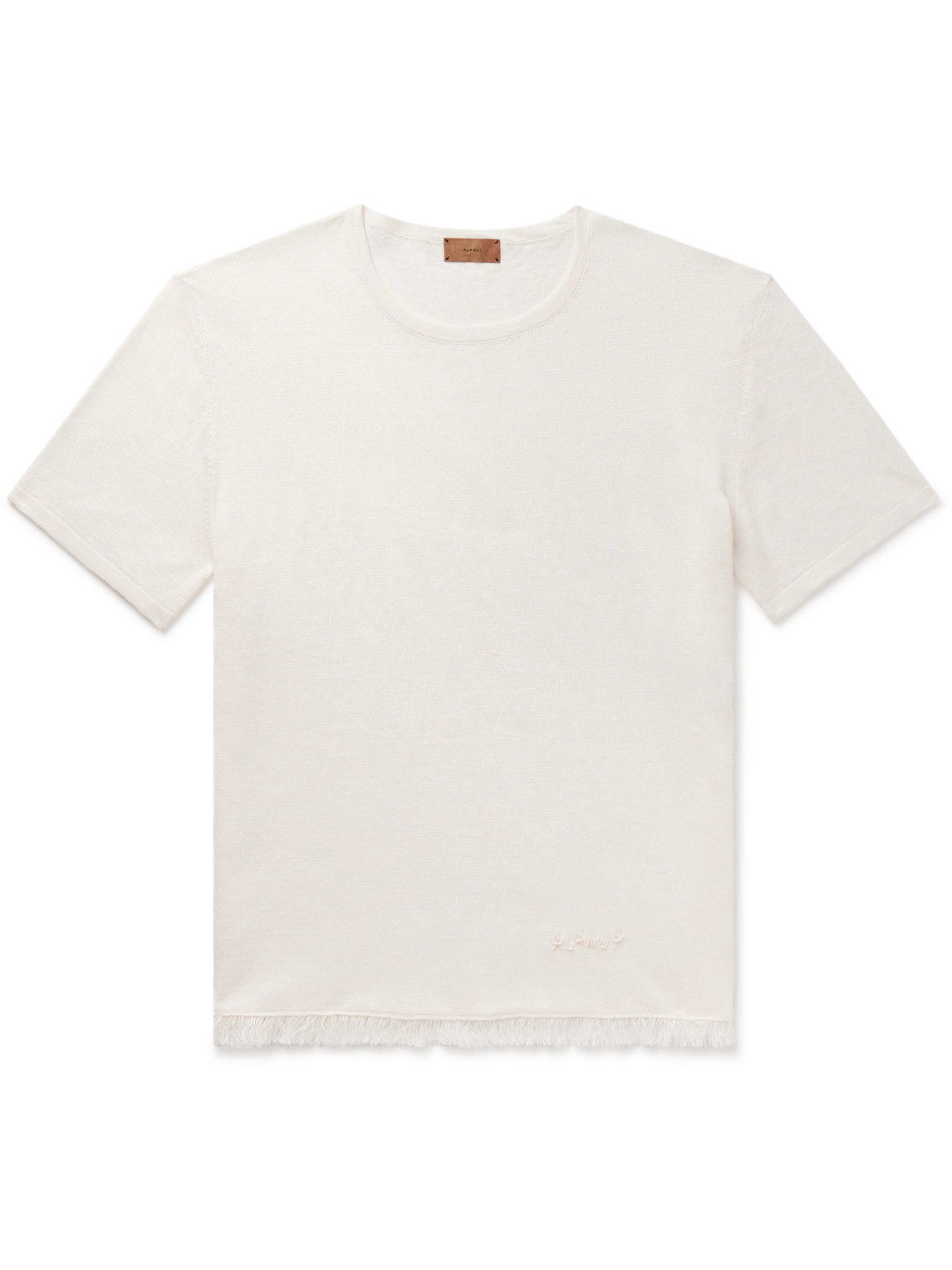 Alanui - Logo-Embroidered Fringed Linen-Jersey T-Shirt - Men - Neutrals - S von Alanui