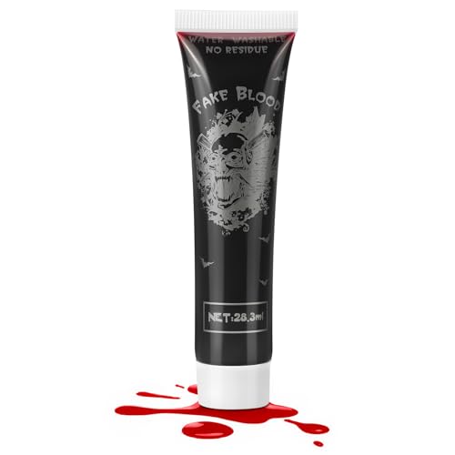 Alaoo Kunstblut Halloween,28.3ml Halloween Fake Blood Blut,Halloween Blut Make Up,Halloween Waschbar Kunstblut Make-up für Kleidung,Zombie,Vampir Cosplay & Dress Up von Alaoo