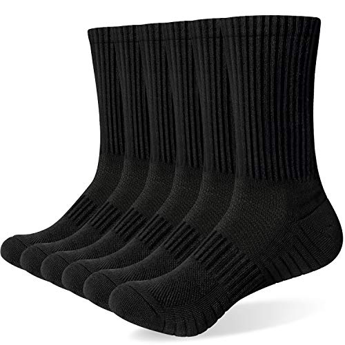 Alaplus Socken Damen 35-38 Sneaker Socken HerrenProfessionell Wandersocken Atmungsaktiv Laufsocken Crew Sportsocken Gepolstert Baumwolle Tennisocken Arbeitssocken Cushioned Training Socken, Schwarz von Alaplus