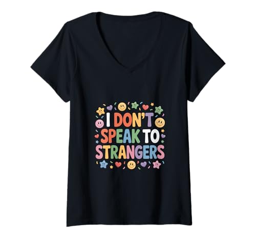 Damen I Don't Speak to Strangers Introvert Avoid Talks |- T-Shirt mit V-Ausschnitt Damen I Don't Speak to Strangers Introvert Avoid Talks |- T-Shirt mit V-Ausschnitt von Alarmierte introvertierte Gespräche