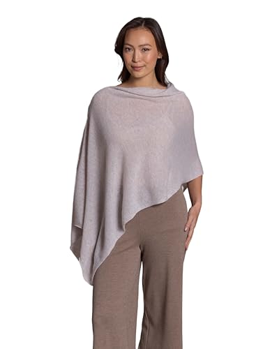 Alashan Kaschmir-Poncho aus 100 % Kaschmir, drapiert, Latte, Einheitsgröße von Alashan