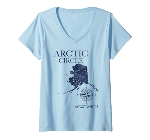 Damen Alaska-Polarkreis-Souvenir T-Shirt mit V-Ausschnitt Damen Alaska-Polarkreis-Souvenir T-Shirt mit V-Ausschnitt von Alaska Arctic Circle - Souvenirs & Gifts