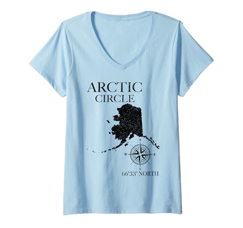 Damen Alaska-Polarkreis-Souvenir T-Shirt mit V-Ausschnitt Damen Alaska-Polarkreis-Souvenir T-Shirt mit V-Ausschnitt von Alaska Arctic Circle - Souvenirs & Gifts