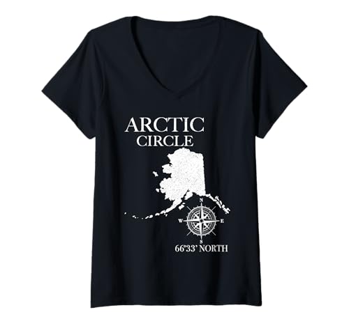 Damen Alaska-Polarkreis-Souvenir T-Shirt mit V-Ausschnitt Damen Alaska-Polarkreis-Souvenir T-Shirt mit V-Ausschnitt von Alaska Arctic Circle - Souvenirs & Gifts