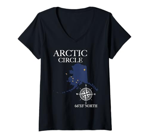 Damen Alaska-Polarkreis-Souvenir T-Shirt mit V-Ausschnitt Damen Alaska-Polarkreis-Souvenir T-Shirt mit V-Ausschnitt von Alaska Arctic Circle - Souvenirs & Gifts