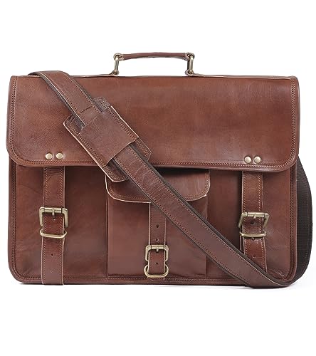 ALASKA EXPORTS handgemachte vintage Leder Messenger-Tasche für Laptop Aktentasche Best Computer, Schule Distressed Tasche (30,5 x 43,2 cm), Braun von ALASKA EXPORTS