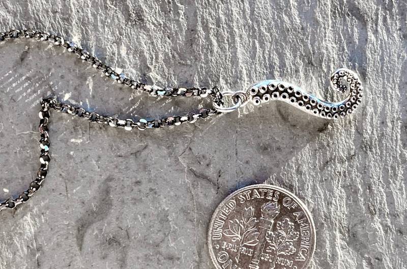 Tentakel Anhänger, Oktopus Kette, Sterling Silber, Satelliten Minimal Simple Kraken Halskette, Ozean von AlaskaDaisy