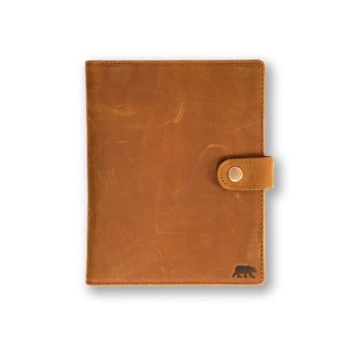 Alaskan MAKER - Graukartenetui aus Vollnarbenleder – Aufbewahrung von Dokumenten Auto & Karten – RFID-Schutz – sicherer Druckknopfverschluss – kompaktes und widerstandsfähiges Format, cognac, H14cm x von Alaskan MAKER