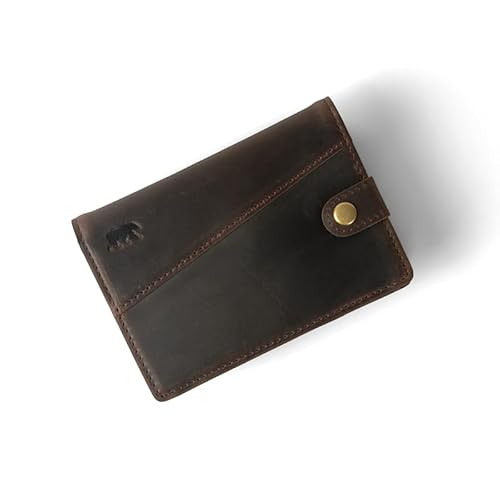 Alaskan MAKER - Kompakte Geldbörse XL – Vollnarbenleder & Baumwolle – 10 Karten, Geldscheine & Münzen – RFID-Schutz gegen Quetschungen – Magnetfach – Pull-Out-System, Leder, L8.5cm x H12cm, Modern von Alaskan MAKER