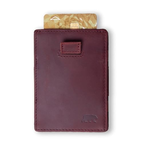 Alaskan MAKER - Kompakte Geldbörse aus Vollnarbenleder – Magische Aufbewahrung für Karten und Geldscheine – RFID-Schutz gegen Quetschungen – bis zu 16 Karten – Pull-Out-System., bordeaux, H10,5cm x von Alaskan MAKER