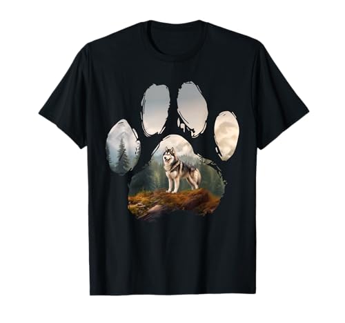 Alaskan Malamute Mountain Paw Design Hund Mama Papa T-Shirt von Alaskan Malamute Dog Love