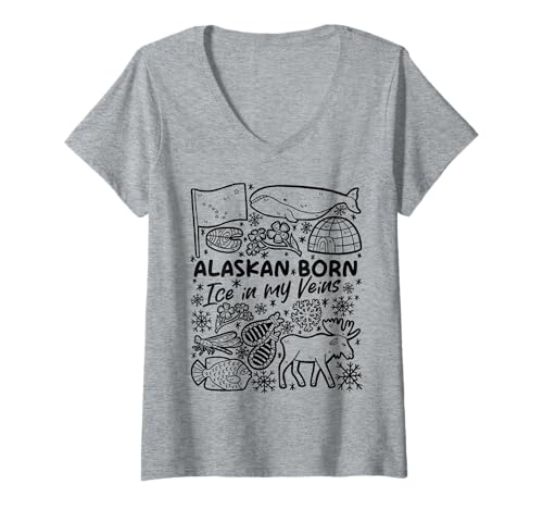 Damen Alaskan Born - Eiskalte Adern T-Shirt mit V-Ausschnitt Damen Alaskan Born - Eiskalte Adern T-Shirt mit V-Ausschnitt von Alaskan Pride Apparel