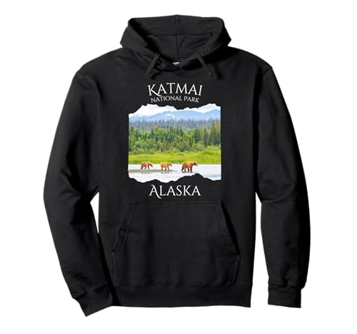 Katmai National Park Alaska Grizzly Bear Wildlife Herren Jungen Pullover Hoodie von Alaskan national park adventure wear Souvenir Kids