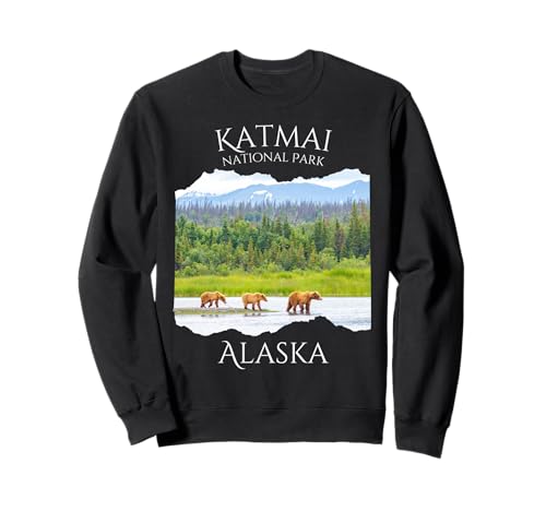 Katmai National Park Alaska Grizzly Bear Wildlife Herren Jungen Sweatshirt von Alaskan national park adventure wear Souvenir Kids