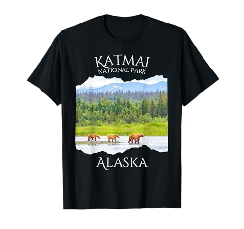Katmai National Park Alaska Grizzly Bear Wildlife Herren Jungen T-Shirt von Alaskan national park adventure wear Souvenir Kids