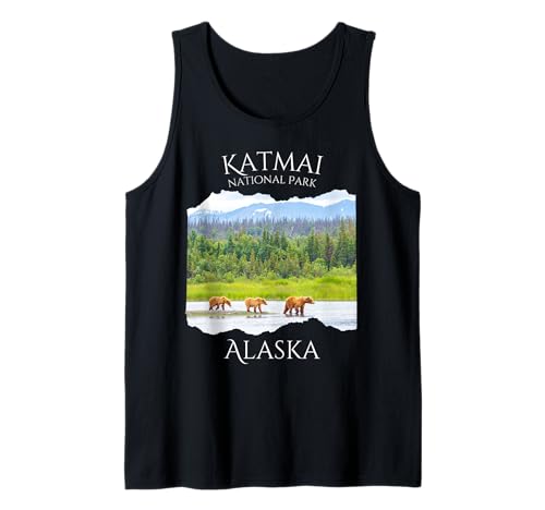 Katmai National Park Alaska Grizzly Bear Wildlife Herren Jungen Tank Top von Alaskan national park adventure wear Souvenir Kids