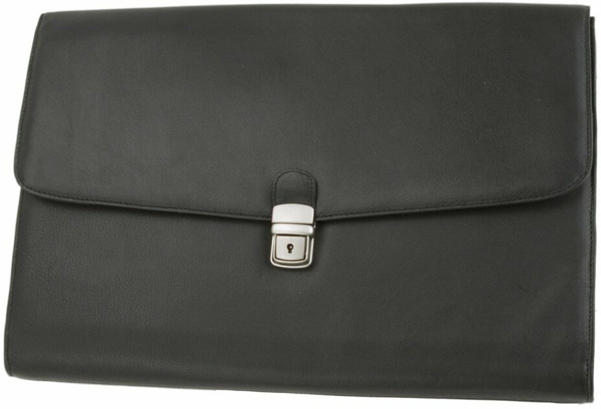 Alassio® Aktentasche Dokumententasche Udine mit 1 Schnalle Leder schwarz von Alassio®