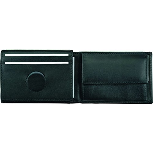 Mini Geldbörse aus feinstem Nappaleder, schwarz, ca. 7 x 10 x 2 cm von ALASSIO