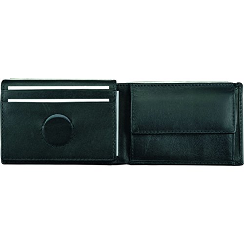 ALASSIO 42155 Mini Geldbörse, Portemonnaie im Querformat, Brieftasche aus feinstem Nappaleder, Geldbeutel mit Münzfach und 2 Scheinfächern, Wallet, Druckknopfverschluss, schwarz, ca. 7 x 10 x 2 cm von ALASSIO