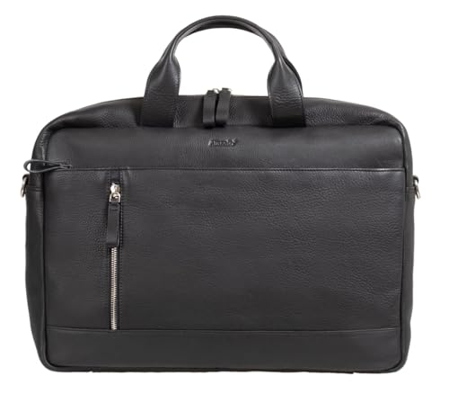 Alassio 47034 - Laptoptasche TIBER, Schultertasche für 15 Zoll Notebooks, Umhängetasche aus Echtleder, Tasche mit gepolstertem Laptopfach und Reißverschluss Hauptfach in schwarz, ca. 28 x 41 x 9,5 cm von ALASSIO