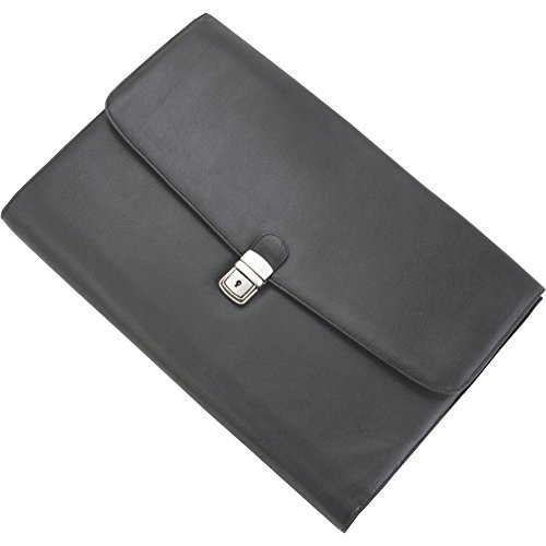 Alassio Dokumententasche Udine, Aktenmappe aus echtem Leder, verschließbare Dokumentenmappe, für A4 Format Aktentasche, 39 cm, Schwarz von ALASSIO