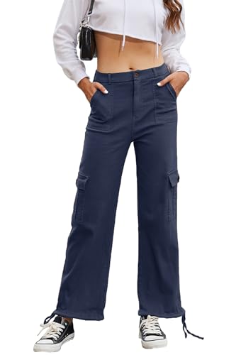 Alaster Queen Cargohosen für Damen Cargohose Damen Baggy Bequeme Hose Damen dunkelblau M von Alaster Queen