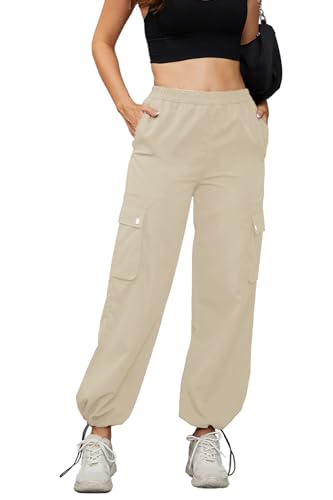 Alaster Queen Cargohosen für Damen Cargohose Damen Baggy lässig Hosen beige L von Alaster Queen