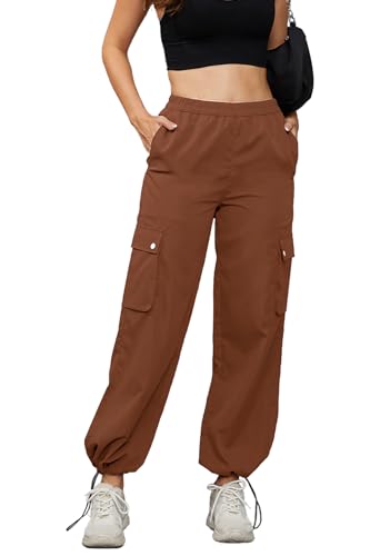 Alaster Queen Damen Outdoor Hosen für Damen Baggy Hosen Damen Cargohose mit Taschen Damen braun M von Alaster Queen