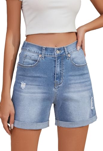 Alaster Queen Damen mit Taschen Jeans Shorts Damen Sommer Kurze Hose Damen Lässige Shorts Damen Shorts Dunkelblau L von Alaster Queen