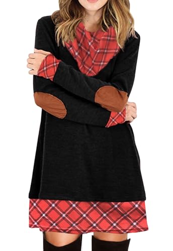 Alaster Queen Freizeitkleider für Damen Winter High Neck Damen Strickkleider Langarmkleider Pullover Lose Kleider Schwarz L von Alaster Queen