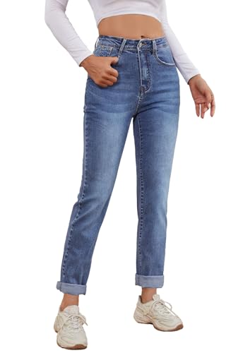 Alaster Queen Jeans Damen Straight Classic Mid Waist Denim Stretch Mode Street Jeans Damen Blau S von Alaster Queen