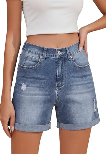 Alaster Queen Kurze Jeanshose Damen Kurze Hose Damen Lässige Hotpants Jeans Damen Sommer Kurz Jeans Marineblau XL von Alaster Queen