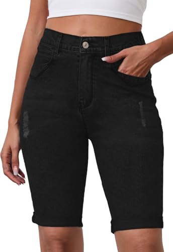 Alaster Queen Shorts Damen Kurze Hose in Bermuda Denim Shorts Sommer Modische Jeans Damen Bermuda Jeans Schwarz S von Alaster Queen
