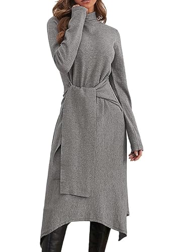 Alaster Queen Strickkleid Damen Lang Winter Kleid Herbst Damen Winterkleid Herbstkleid Pulloverkleid Mit Rollkragen Langarm Kleid Mit Gürtel Warmer Kleid A-Linie,Grau,L Alaster Queen Strickkleid Damen Lang Winter Kleid Herbst Damen Winterkleid Herbstkleid Pulloverkleid Mit Rollkragen Langarm Kleid Mit Gürtel Warmer Kleid A-Linie,Grau,L von Alaster Queen