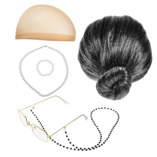 Alasum 1 Satz Perücken-anziehset Lockenwickler Dame Oma Perücke Oma-kostüm Frauen Älter Alte Person Kostüm Kostüme Für Erwachsene Alte Frau Bühnenperformance-perücke Plastik von Alasum