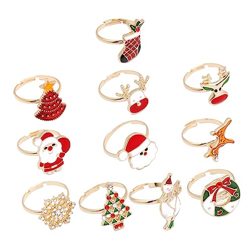 Alasum 11 Stück Teiliges Weihnachts Kinderspielset mit Niedlichen Cartoon Fingerringen Verstellbar Langlebig aus Partygeschenk für Weihnachten und Festtagsfeiern von Alasum