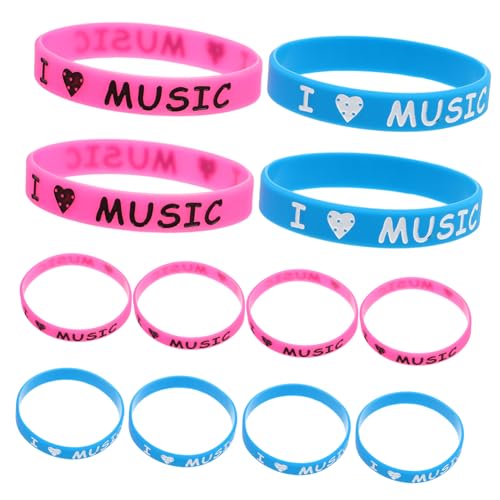 Alasum 12 Stück Teiliges I Love Music Silikonarmbänder Farbenfrohe Elastische Handgelenkbänder mit Eingelassenem Design Geeignet für Musikfestivals Edm Rock und Hip Hop Konzerte Bequem von Alasum