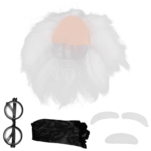Alasum 1satz Old Man Perücke Mit Brille Und Augenbrauen Für Halloween Und Cosplay Wissenschaftler Kostüm Zubehör Für Großvater Und Professoren-dressing up Haarnetz Und Schnurrbart von Alasum
