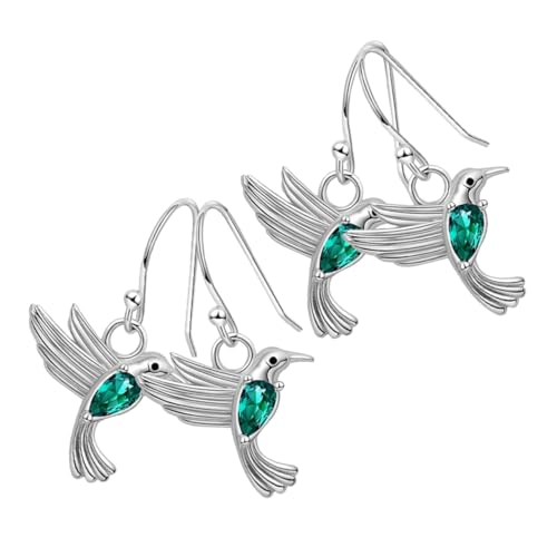 Alasum 2 Paar Ohrstecker mit Grünem Zirkonia Elegante Vogel Ohrhänger für Damen Geschenkset für Mutter und Tochter Robustes Material Fertig zum Verschenken von Alasum