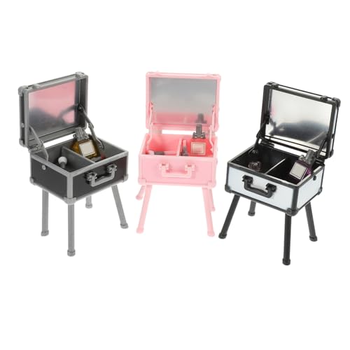 Alasum 3 Stücke Simulation Mini Make-up Box Miniatur Lippenstift Und Parfüm Halter Make-up Lagerung Organizer Puppe Haus Dekoration von Alasum