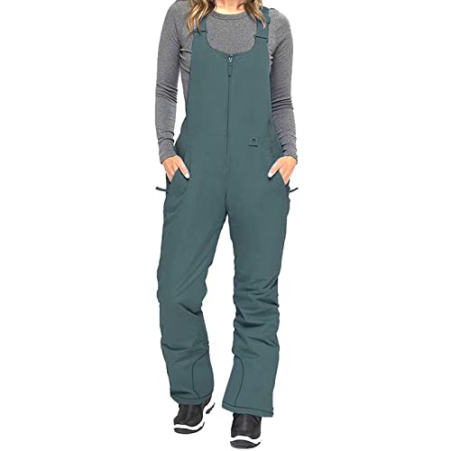 Alaurbeauty Damen Skihose Hosenträgerhose Outdoorhose Wasserdicht Winddichte Softshellhose Warme Gefütterte Schneehose Snowboardhose Skilanglaufhose Thermohose Wanderhose Ski Pant (Gray, M) von Alaurbeauty