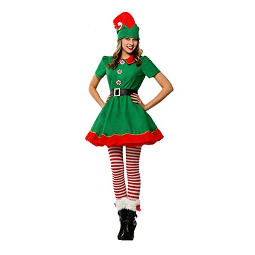 Weihnachtself Kostüm Set, Unisex Erwachsene Kinder Baby Weihnachten Outfits Elfen Kostüm für Karneval Christmas Party (Costume, Damen, M) von Alaurbeauty
