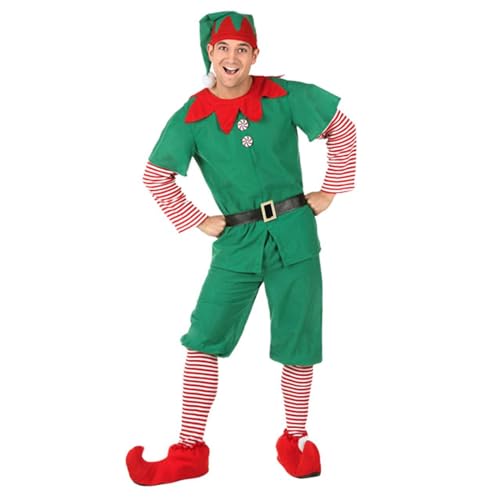 Weihnachtself Kostüm Set, Unisex Erwachsene Kinder Baby Weihnachten Outfits Elfen Kostüm für Karneval Christmas Party (Costume, Herren, L) von Alaurbeauty